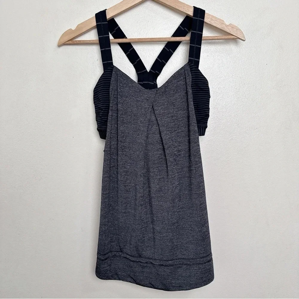 Lululemon Womens 4 Rest Less Tank Heathered Black